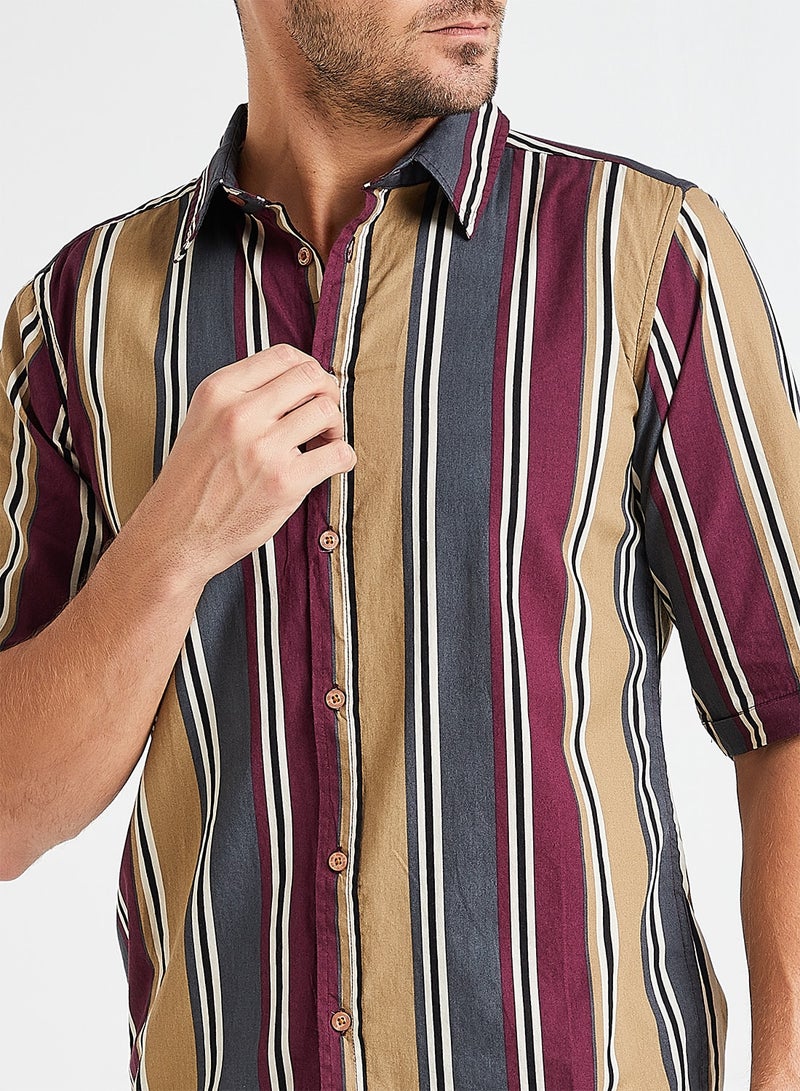 Striped 3/4th Sleeve Shirt Multicolour - v1583150358/N35128035V_4