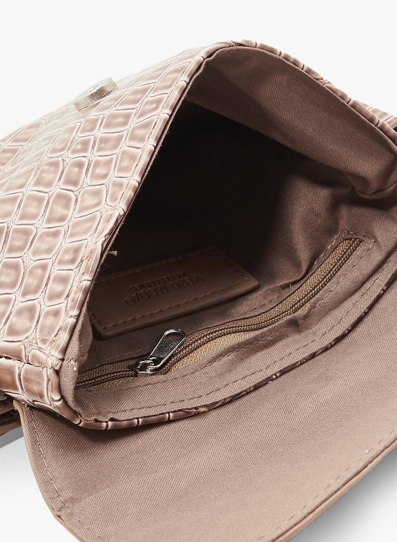 VERO MODA - Croc Effect Bum Bag Brown - Image 1