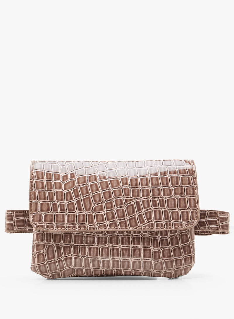VERO MODA - Croc Effect Bum Bag Brown - Image 1