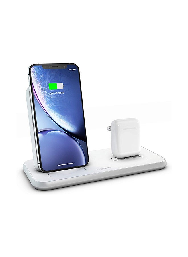 Zens Wireless Charging Dock For Smartphones/AirPods White  - Image 2