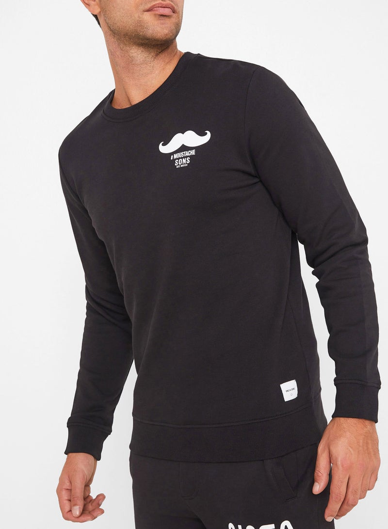 ONLY&SONS - Moustache Sweatshirt Black - Image 1