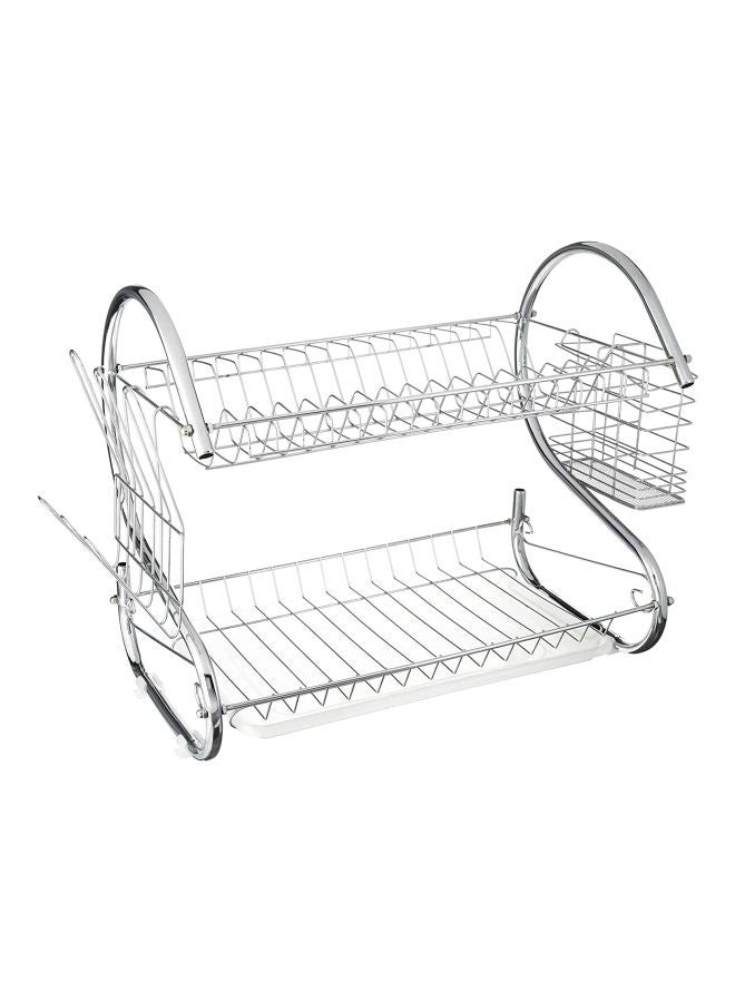 كولي إيمبورتس - رف تجفيف الأطباق مكون من طابقين فضي 21x15.25x9.5بوصة - Image 1