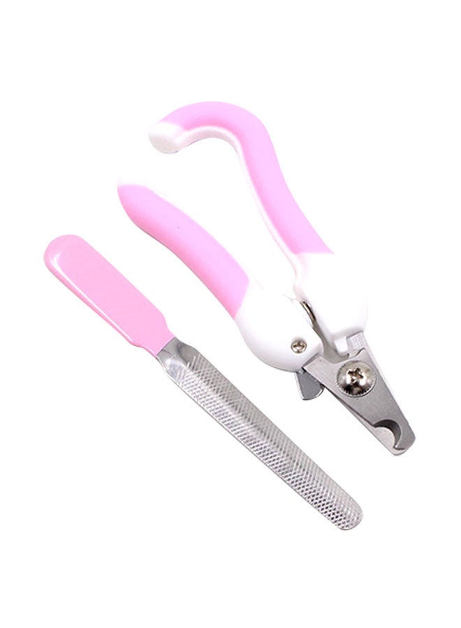 بيوينتي طقم مقص لتزيين الحيوانات الأليفة وقصافة أظافر مكون من قطعتين وردي / فضي 14.5x5.8سم - Image 3