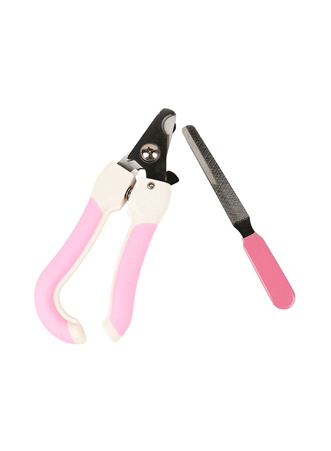 بيوينتي طقم مقص لتزيين الحيوانات الأليفة وقصافة أظافر مكون من قطعتين وردي / فضي 14.5x5.8سم - Image 2