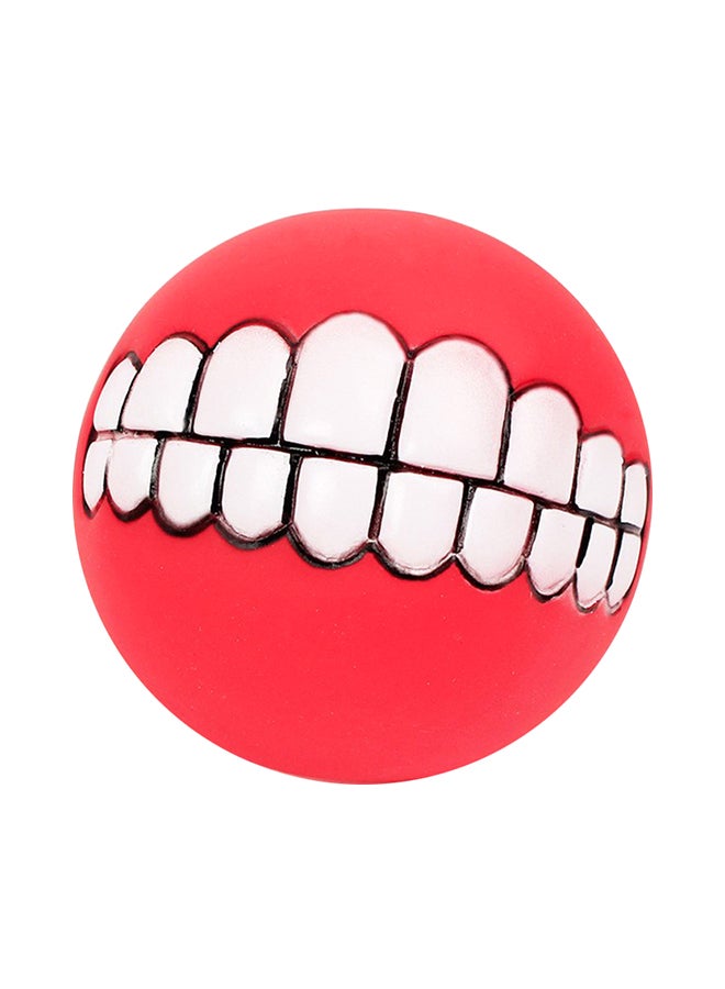 Beauenty Funny Dogs Teeth Chew Toy Squeaking Ball Red/White 7.5cm - Image 1