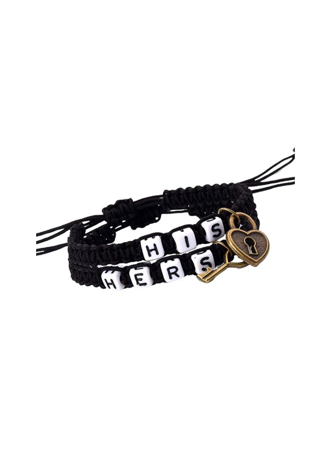 SAPU - 2-Piece Couple Braided Charm Bracelet Set - Image 1