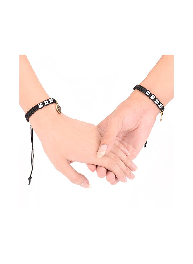 SAPU - 2-Piece Couple Braided Charm Bracelet Set - Image 1