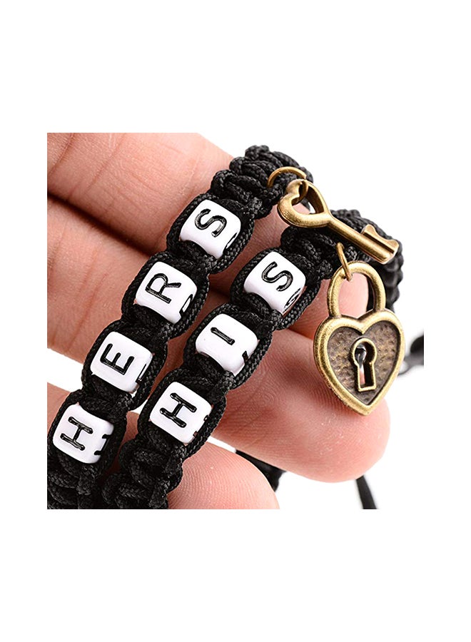 SAPU - 2-Piece Couple Braided Charm Bracelet Set - Image 1