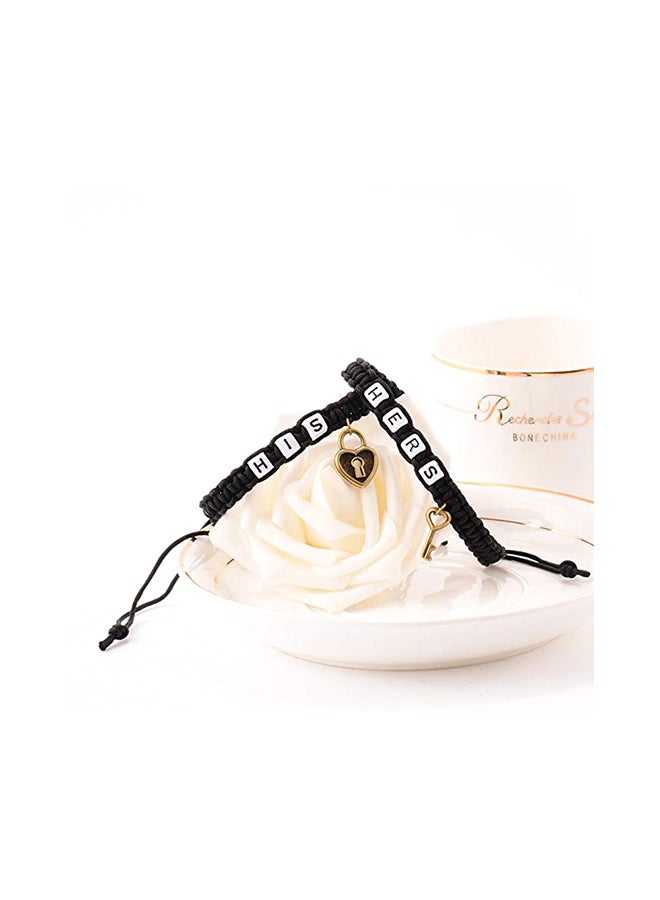 SAPU - 2-Piece Couple Braided Charm Bracelet Set - Image 1