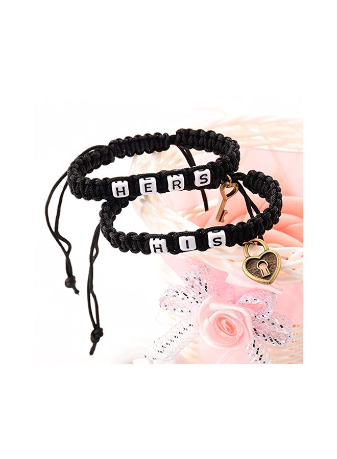SAPU - 2-Piece Couple Braided Charm Bracelet Set - Image 1