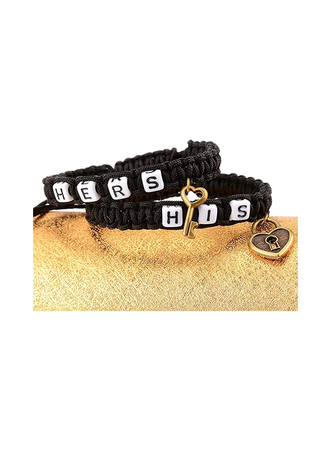 SAPU - 2-Piece Couple Braided Charm Bracelet Set - Image 1
