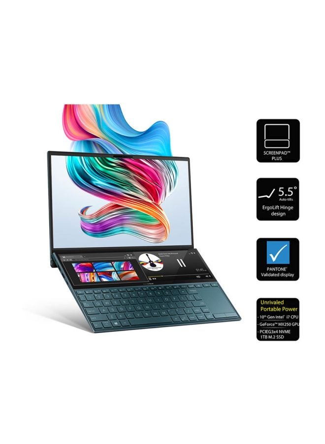 لابتوب زين بوك ديو UX481FL بشاشة 14 بوصة ومعالج كور i7/ ذاكرة رام سعة 16 جيجابايت/ محرك أقراص SSD سعة 1 تيرابايت/ بطاقة رسومات نيفيديا جي فورس MX250 سعة 2 جيجابايت أزرق سماوي