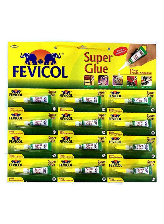 Pack Of 12 Instant Adhesive Super Glue Multicolour