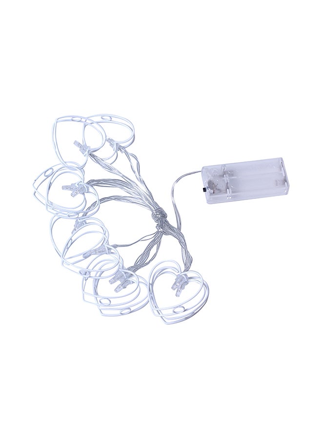 Generic - 10 LEDs Heart Shape String Fairy Lights White 5.41feet - Image 1