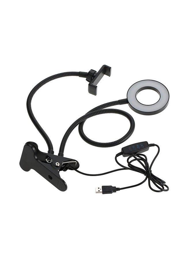Controllable Selfie Ring Light With Clamp Black - Image 1