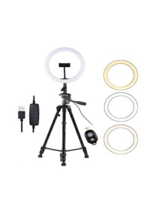 Dimmable LED Ring Light With Tripod Stand White/Black - v1583236082/N35250866A_1
