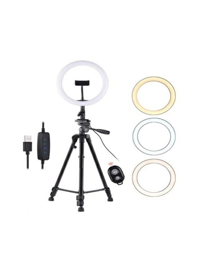 Generic Dimmable LED Ring Light With Tripod Stand White/Black  - Image 1
