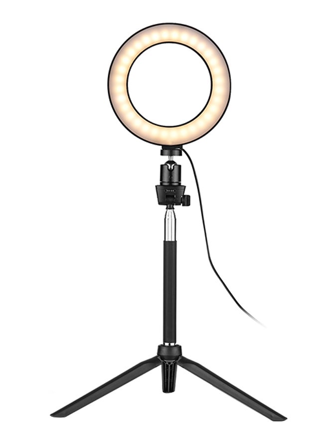 طقم من 4 مصابيح LED حلقيّة صغيرة مع حامل تلسكوبي أسود - Image 1