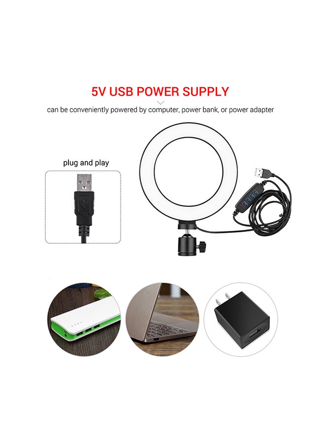 طقم من 4 مصابيح LED حلقيّة صغيرة مع حامل تلسكوبي أسود - Image 3