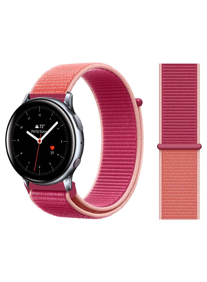Perfii Nylon Loop Replacement Band 20mm For Samsung Active 2 40/44mm Pomegranate