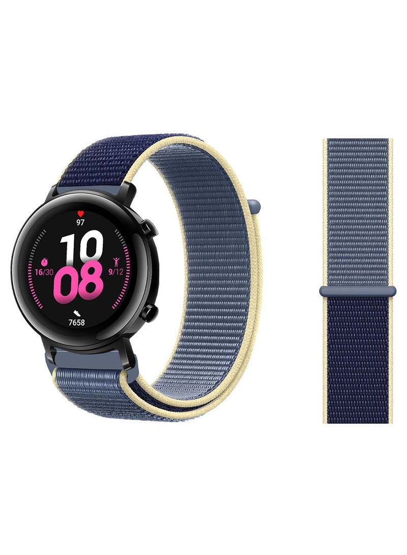 Perfii Nylon Loop Replacement Band 20mm For Huawei Watch GT 2 42mm Alaskan Blue