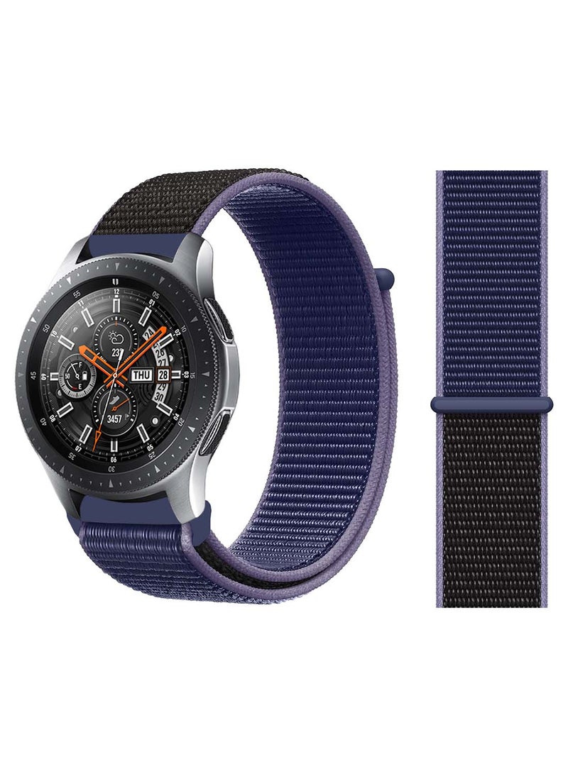 Perfii Nylon Loop Replacement Band 22mm For Samsung Galaxy Watch 46mm Midnight Blue Black 