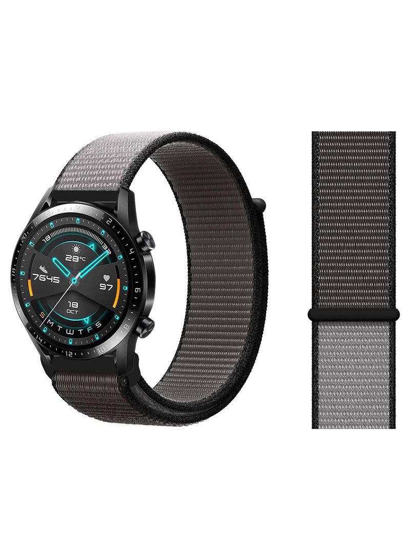 Perfii Nylon Loop Replacement Band 22mm For Huawei Watch GT 2 46mm Anchor Grey 