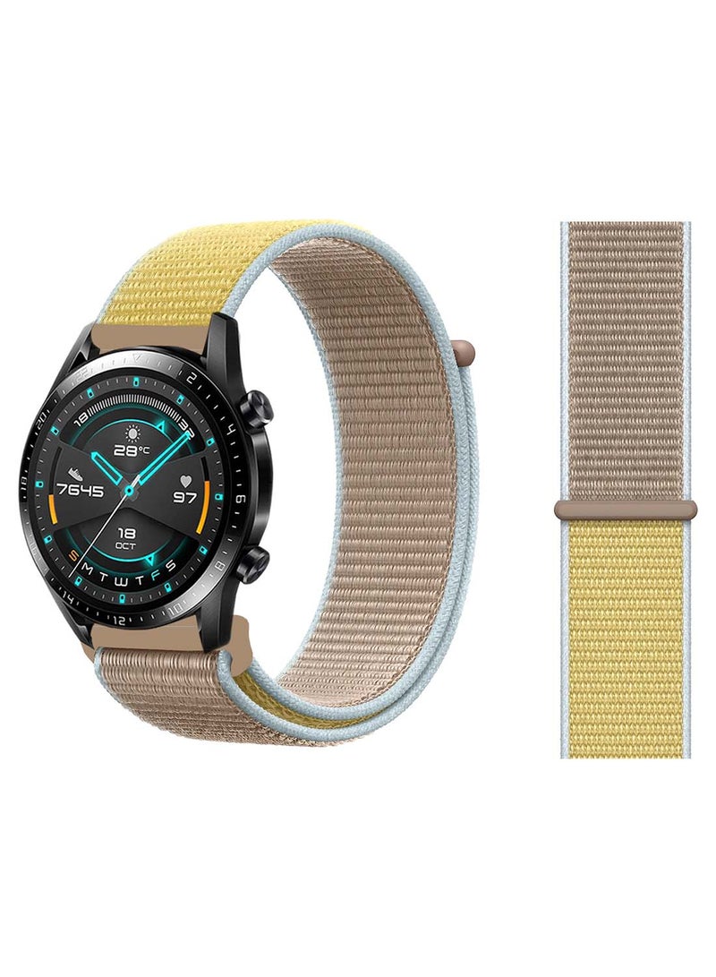 Perfii Nylon Loop Replacement Band 22mm For Huawei Watch GT 2 46mm Camel