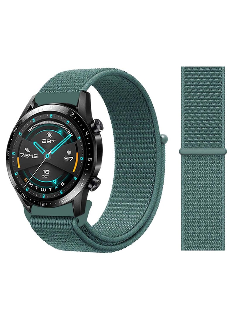 Perfii Nylon Loop Replacement Band 22mm For 22mm For Huawei Watch GT 2 46mm Pine Green