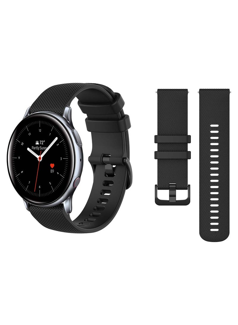 Perfii Official Solid Silicon Replacement Band 20mm For Samsung Active 2 40/44mm  Matrix Black  - Image 2