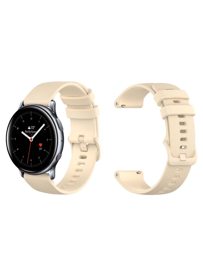 Perfii Solid Silicon Replacement Band For Samsung Active 2 Off White  - Image 2
