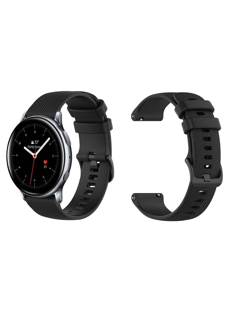 Perfii Official Solid Silicon Replacement Band 20mm For Samsung Active 2 40/44mm  Matrix Black  - Image 1