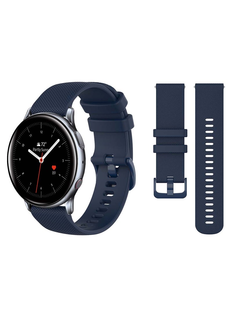 Perfii Official Solid Silicon Replacement Band 20mm For Samsung Active 2 40/44mm  Matrix Dark Blue  - Image 2