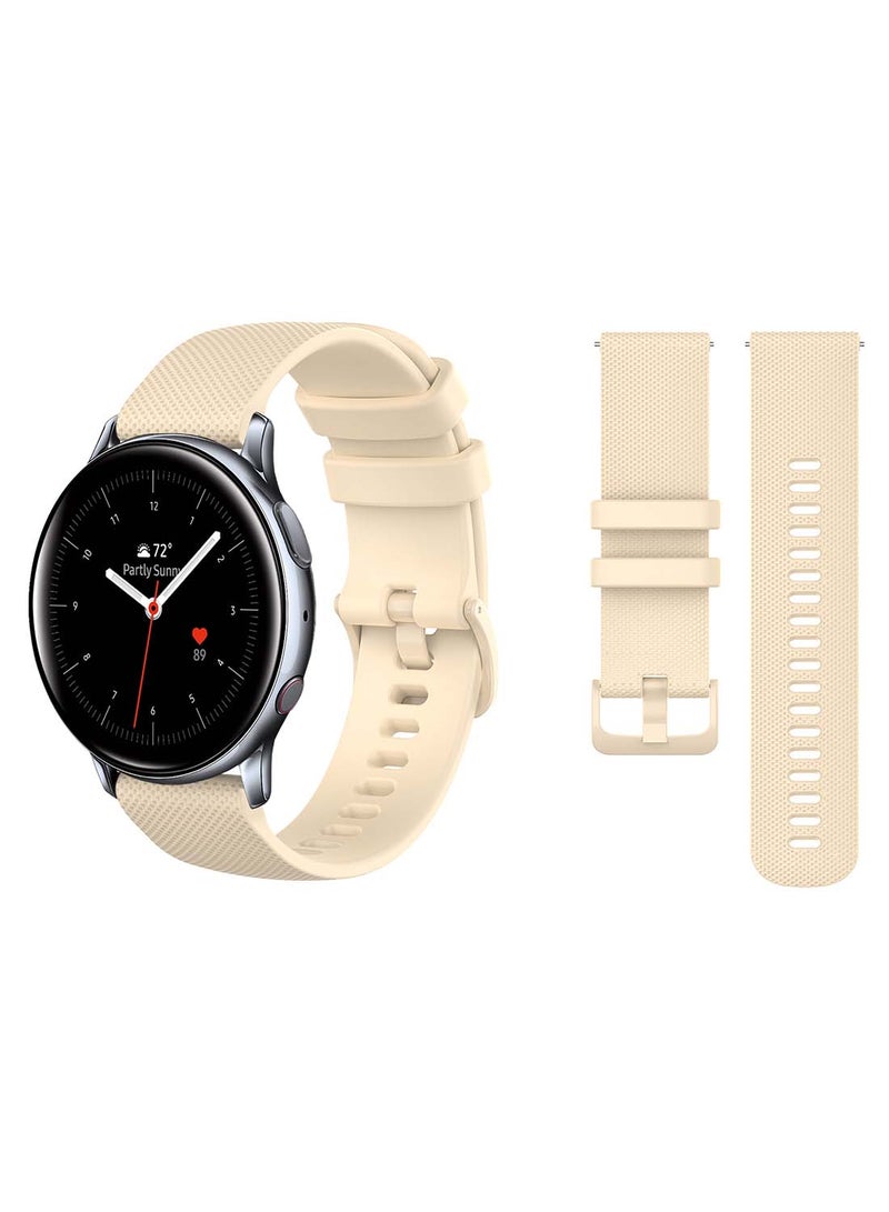 Perfii Solid Silicon Replacement Band For Samsung Active 2 Off White  - Image 1