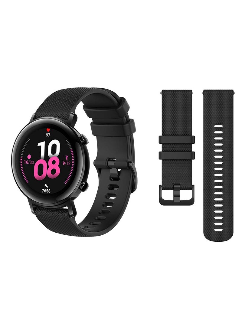 Perfii Official Solid Silicon Replacement Band 20mm For Huawei Watch GT 2 42mm Matrix Black  - Image 2
