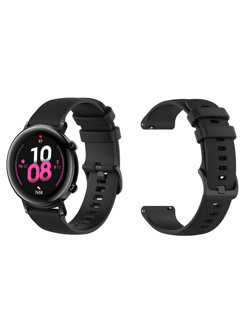Perfii Official Solid Silicon Replacement Band 20mm For Huawei Watch GT 2 42mm Matrix Black  - Image 1