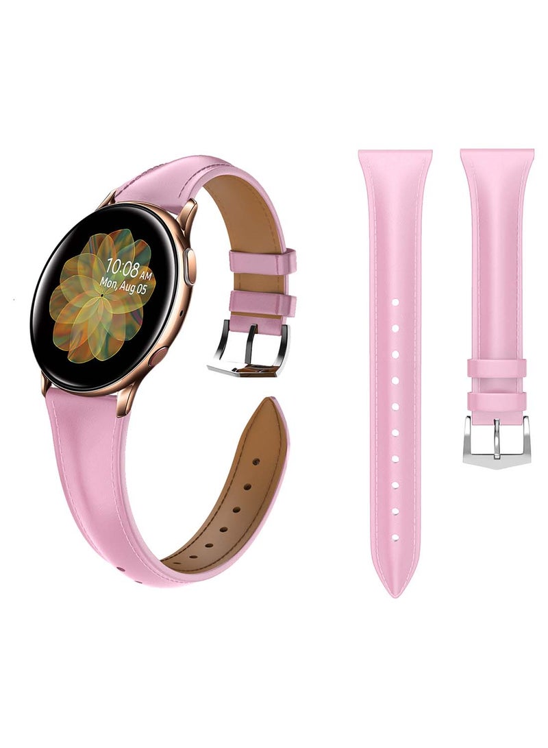 Perfii Leather Replacement Band For Samsung Active 2 Pink
