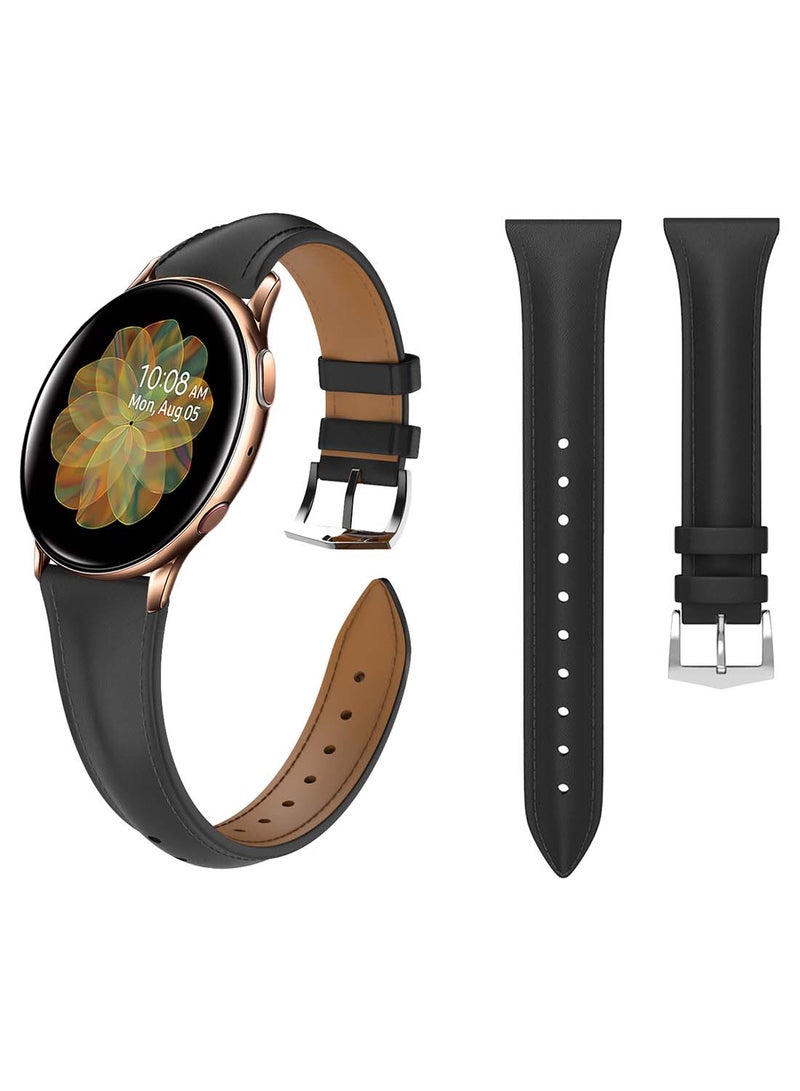 Perfii Leather Replacement Band For Samsung Active 2 Black