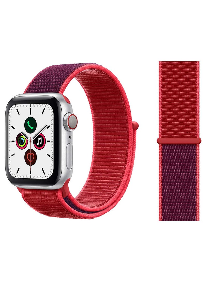 Perfii - Nylon Replacement Band For Apple Watch Series 5/4/3/2/1 44/42mm Red Purple - Image 1