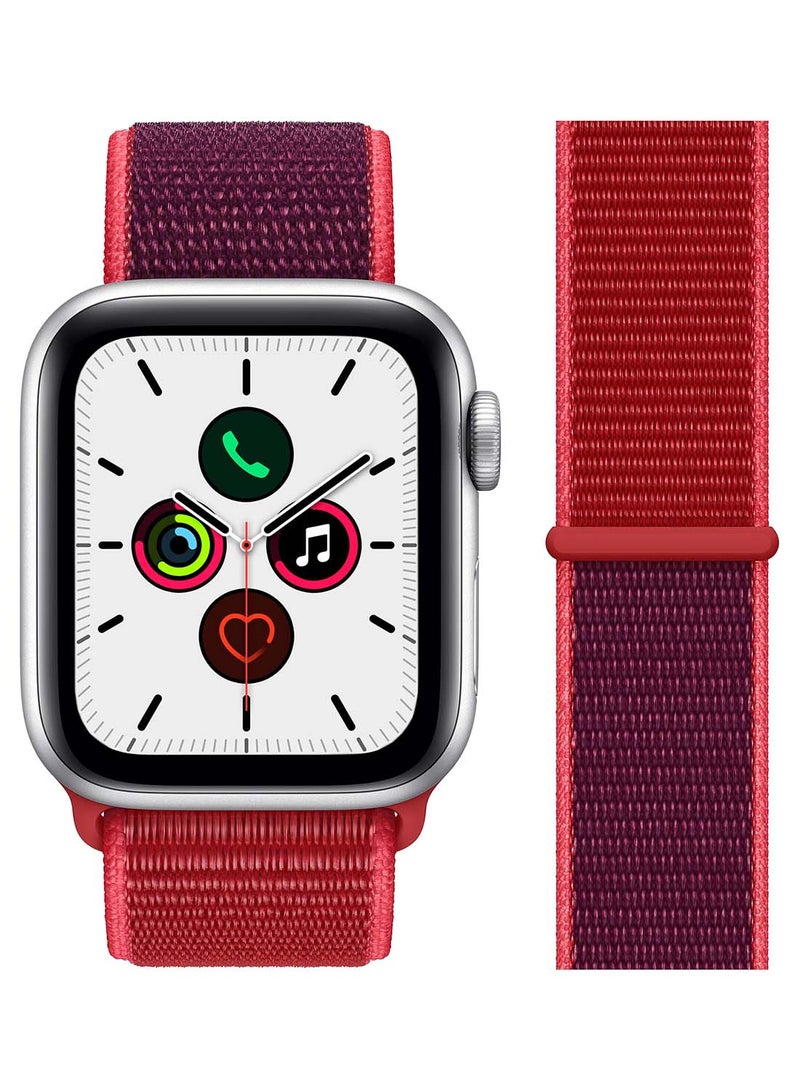 Perfii - Nylon Replacement Band For Apple Watch Series 5/4/3/2/1 44/42mm Red Purple - Image 1