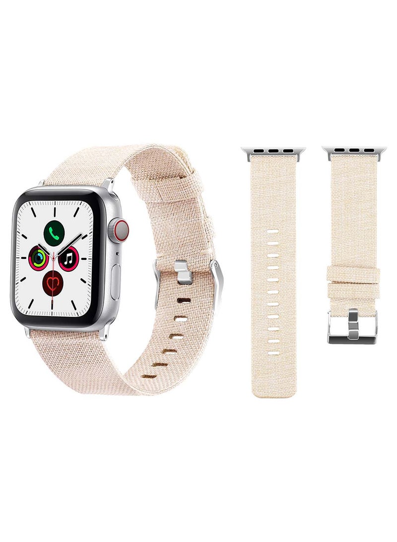 Perfii - Fabric Replacement Band  For Apple Watch Series 5/4/3/2/1 44/42mm Beige Sand - Image 1