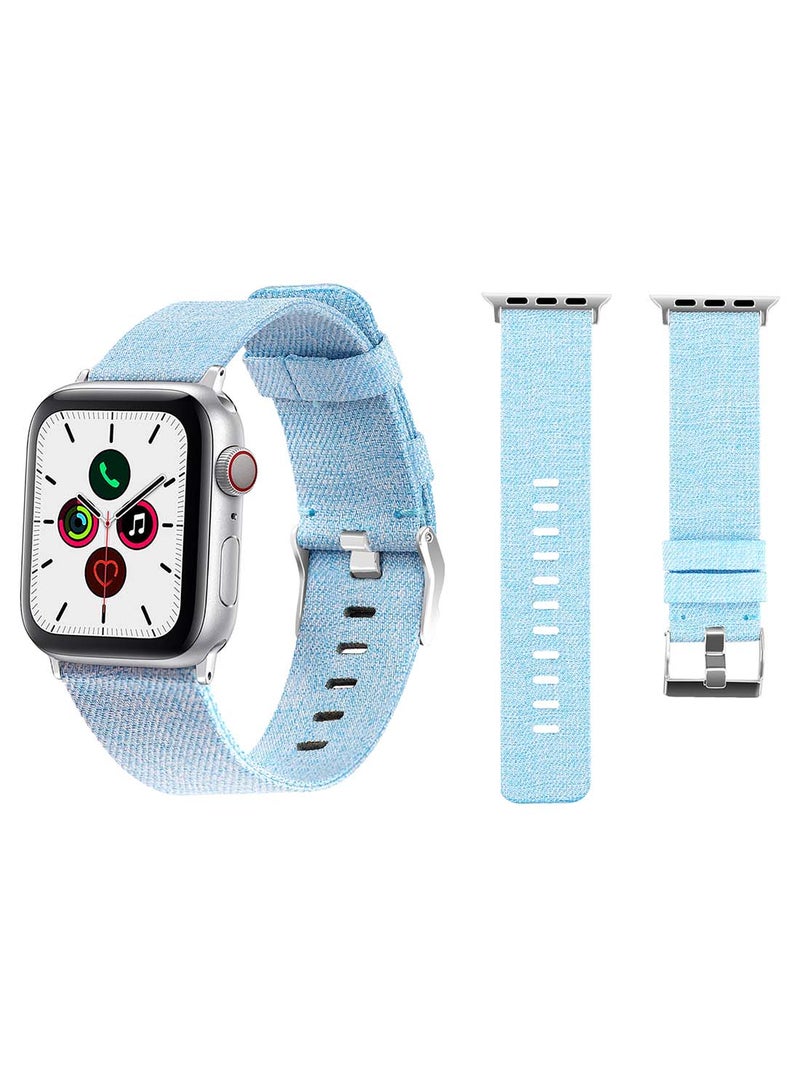 Perfii - Fabric Replacement Band  For Apple Watch Series 5/4/3/2/1 44/42mm Light Blue - Image 1