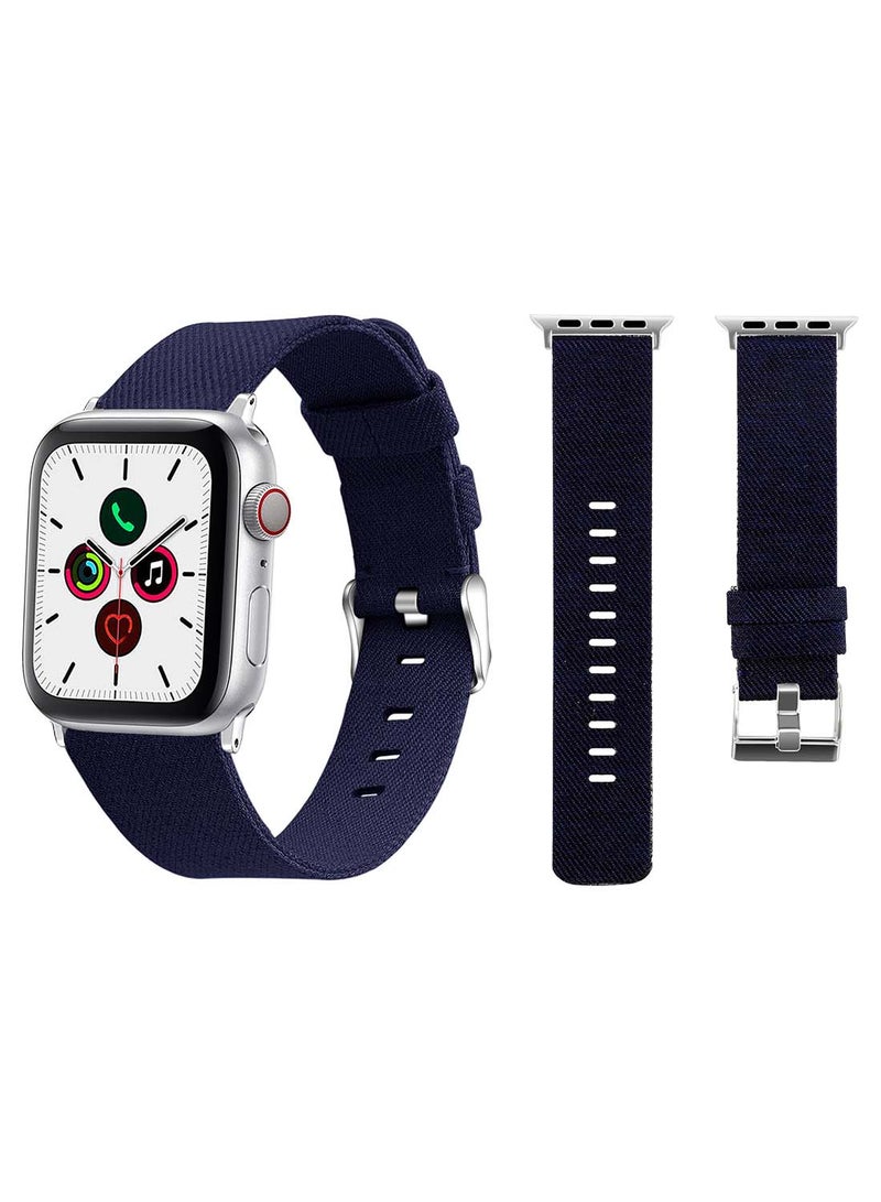 Perfii - Fabric Replacement Band  For Apple Watch Series 5/4/3/2/1 40/38mm Dark Blue - Image 1