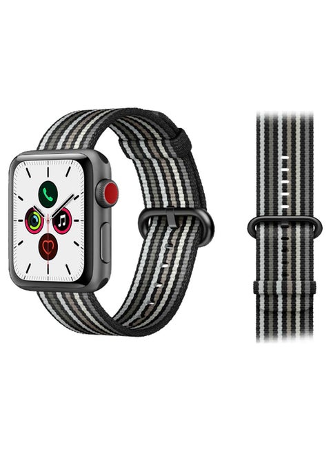 Nylon Replacement Band For Apple Watch Series 5/4/3/2/1 44/42mm Black Grey