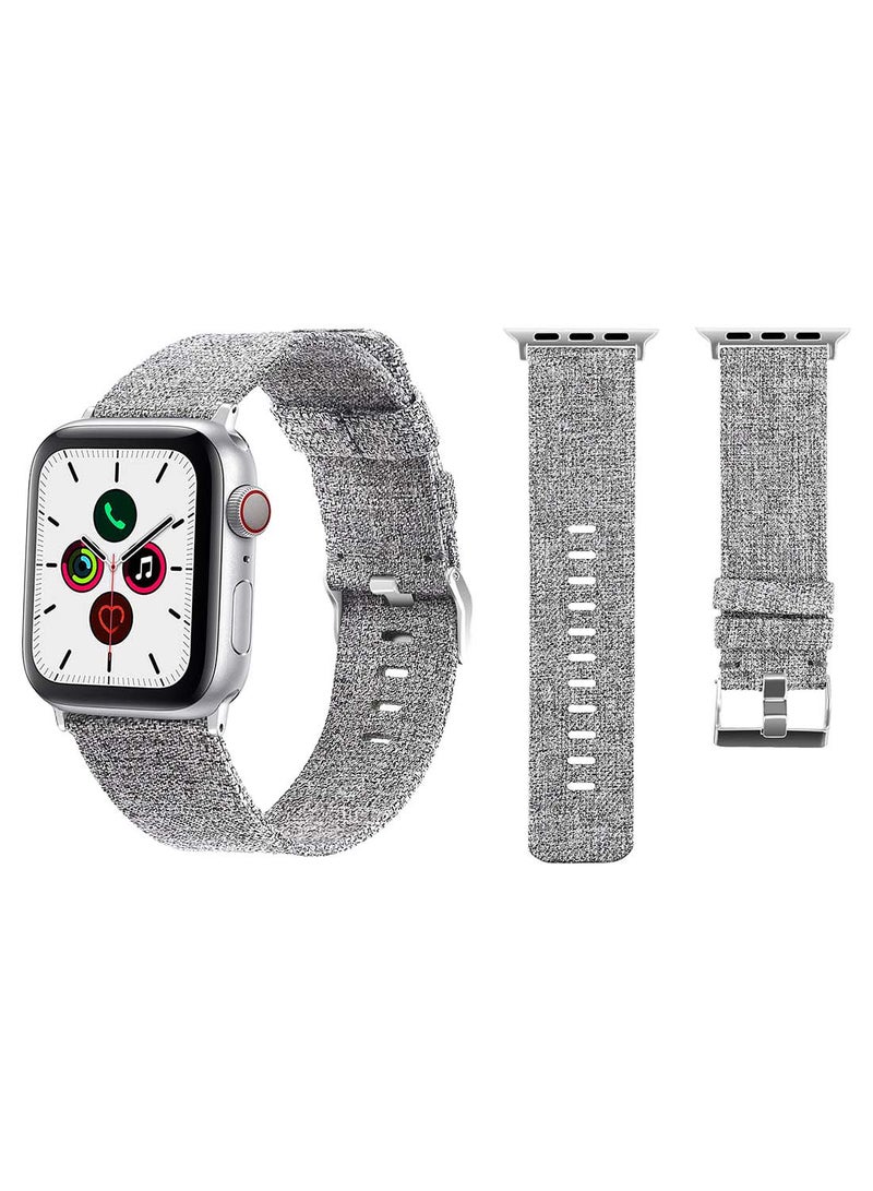 Perfii - Fabric Replacement Band  For Apple Watch Series 5/4/3/2/1 40/38mm Light Grey - Image 1