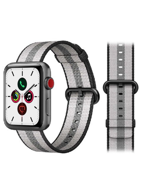 Nylon Replacement Band For Apple Watch Series 5/4/3/2/1 44/42mm Black Stripe