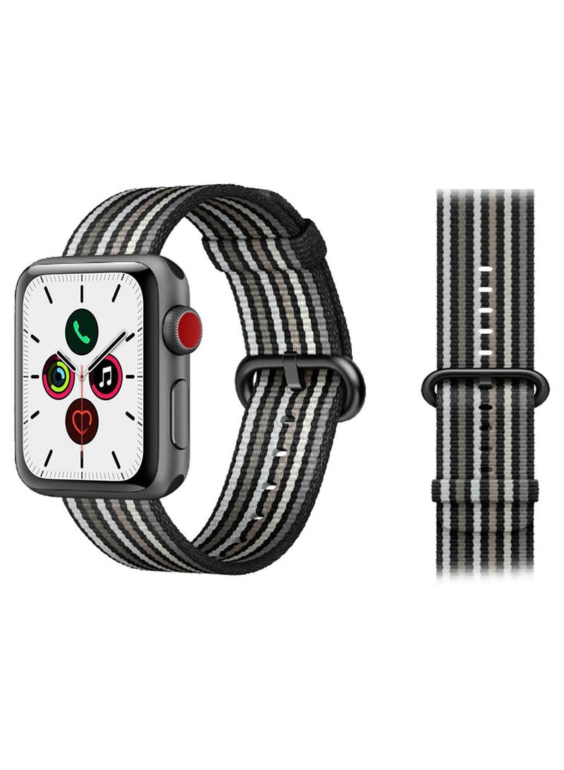 Perfii - Nylon Replacement Band For Apple Watch Series 5/4/3/2/1 40/38mm Black Grey - Image 1