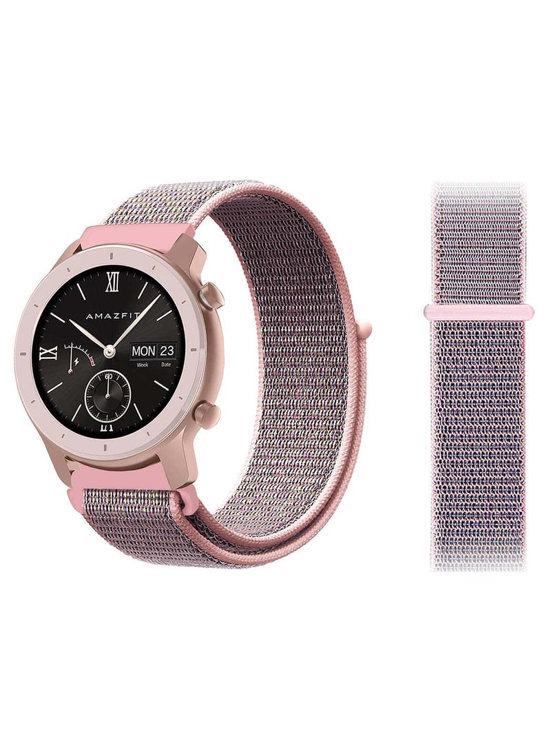 بيرفيي سوار بديل من النايلون بتصميم حلقي مقاس 20 مم لساعة أمازفيت GTR مقاس 42 مم وردي رملي