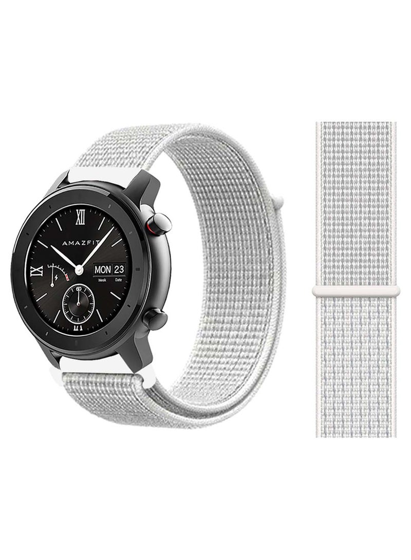 Perfii Nylon Loop Replacement Band 20mm For Amazfit GTR 42mm Summit White