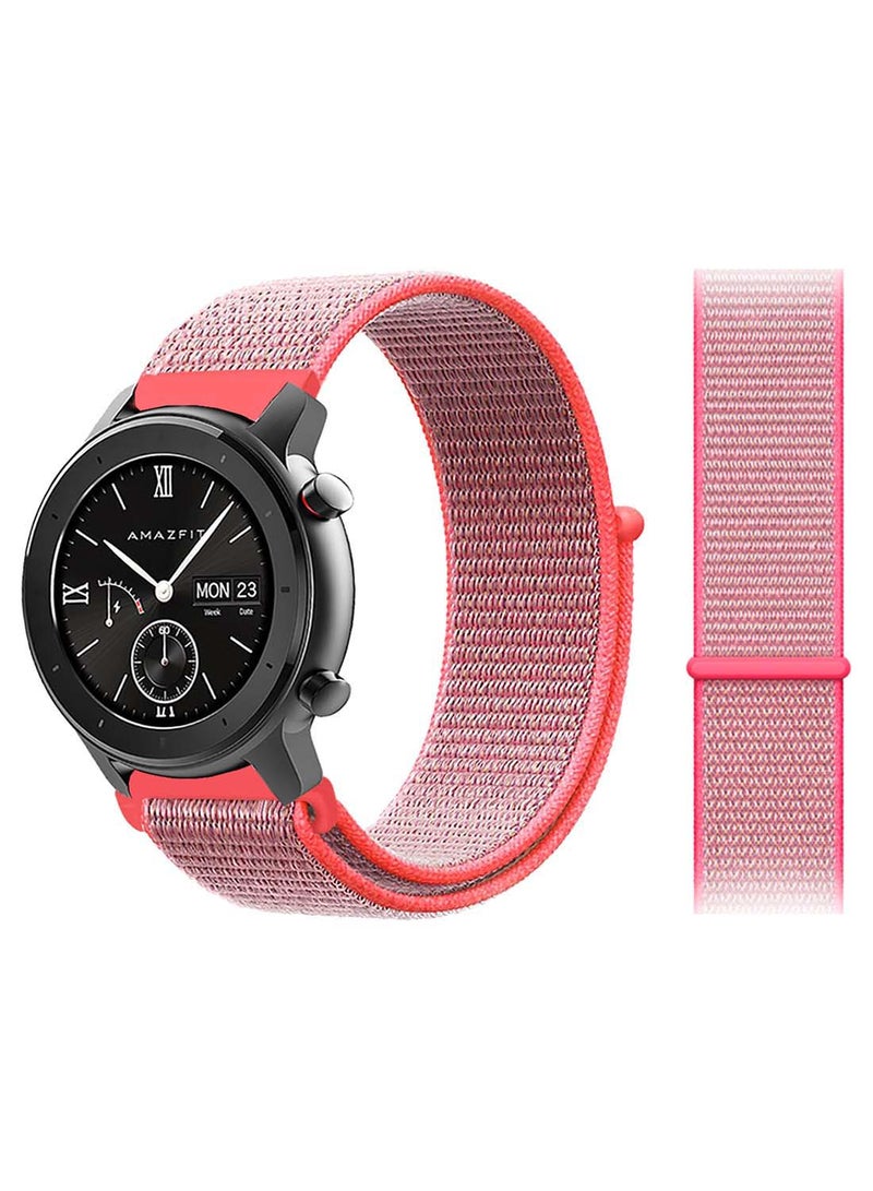Perfii Nylon Loop Replacement Band 20mm For Amazfit GTR 42mm Hot Pink